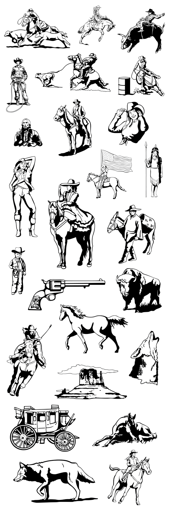 Western and Rodeo Art BW Samples