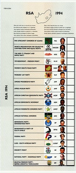 1994 National South African Election Ballot (Book of 100)